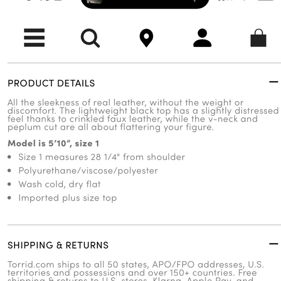 Excellent condition Torrid Faux Leather Peplum Top - Picture 4 of 7